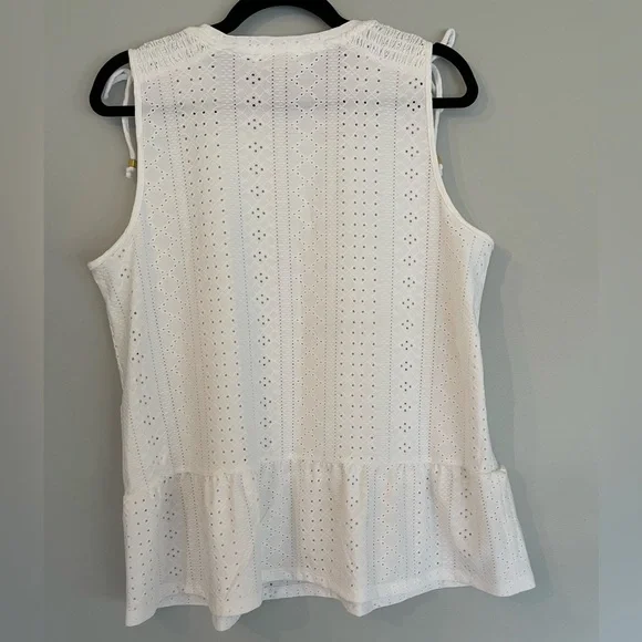 michael Kors Eyelet Peplum Sleeveless Top - Picture 7 of 11